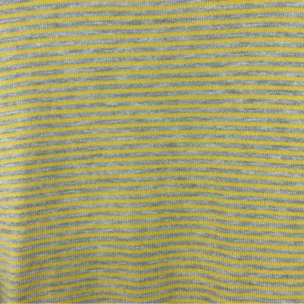 Lands' End Men's Lightweight‎ Crew Neck Pullover Sweater Yellow & Gray Striped M